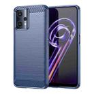 For Realme 9 5G Brushed Texture Carbon Fiber TPU Phone Case(Blue) - 1