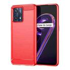 For Realme 9 Brushed Texture Carbon Fiber TPU Phone Case(Red) - 1