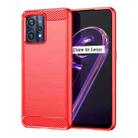 For Realme 9 Pro+ Brushed Texture Carbon Fiber TPU Phone Case(Red) - 1