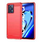 For Realme Narzo 50 Pro Brushed Texture Carbon Fiber TPU Phone Case(Red) - 1