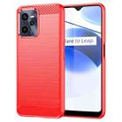 For Realme C35 Brushed Texture Carbon Fiber TPU Phone Case(Red) - 1