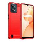 For Realme C31 Brushed Texture Carbon Fiber TPU Phone Case(Red) - 1