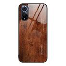 For Huawei nova 9 Wood Grain Glass Protective Case(Dark Brown) - 1