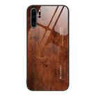 For Huawei P30 Pro Wood Grain Glass Protective Case(Dark Brown) - 1
