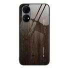 For Huawei P50 Pro Wood Grain Glass Protective Case(Black) - 1