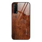 For Huawei Enjoy 20 SE Wood Grain Glass Protective Case(Dark Brown) - 1