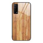 For Huawei Enjoy 20 SE Wood Grain Glass Protective Case(Yellow) - 1