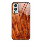 For OnePlus Nord 2 5G Wood Grain Glass Protective Case(Light Brown) - 1