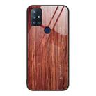 For OnePlus Nord N10 5G Wood Grain Glass Protective Case(Coffee) - 1