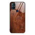 For OnePlus Nord N10 5G Wood Grain Glass Protective Case(Dark Brown) - 1