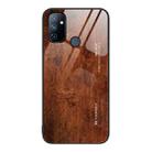 For OnePlus Nord N100 Wood Grain Glass Protective Case(Dark Brown) - 1