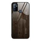 For OnePlus Nord N100 Wood Grain Glass Protective Case(Black) - 1