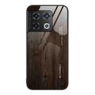 For OnePlus 10 Pro Wood Grain Glass Protective Case(Black) - 1