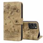 For Xiaomi Poco M3 / Redmi 9T Global Cartoon Sakura Cat Embossed Leather Phone Case(Brown) - 1