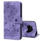 For Xiaomi Poco X3 / X3 NFC Cartoon Sakura Cat Embossed Leather Phone Case(Purple) - 1