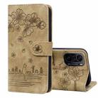 For Xiaomi Redmi K40 / K40 Pro / Poco F3 / Mi 11i  Cartoon Sakura Cat Embossed Leather Phone Case(Brown) - 1