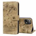 For Xiaomi Mi 11 Lite 4G / 5G Cartoon Sakura Cat Embossed Leather Phone Case(Brown) - 1