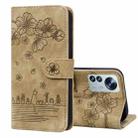 For Xiaomi 12 Pro / 12S Pro Cartoon Sakura Cat Embossed Leather Phone Case(Brown) - 1