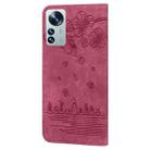 For Xiaomi 12 / 12S / 12X Cartoon Sakura Cat Embossed Leather Phone Case(Wine Red) - 3