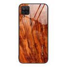 For Samsung Galaxy A12 5G Wood Grain Glass Protective Phone Case(Light Brown) - 1