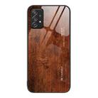 For Samsung Galaxy A52 Wood Grain Glass Protective Phone Case(Dark Brown) - 1
