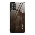 For Samsung Galaxy A52 Wood Grain Glass Protective Phone Case(Black) - 1