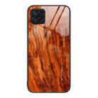 For Samsung Galaxy M32 Wood Grain Glass Protective Phone Case(Light Brown) - 1