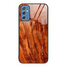 For Samsung Galaxy M52 5G Wood Grain Glass Protective Phone Case(Light Brown) - 1