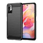 For Xiaomi Poco M3 Pro 5G Brushed Texture Carbon Fiber TPU Phone Case(Black) - 1