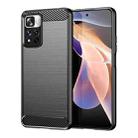 For Xiaomi Poco X4 NFC 5G Brushed Texture Carbon Fiber TPU Phone Case(Black) - 1