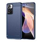 For Xiaomi Poco X4 NFC 5G Brushed Texture Carbon Fiber TPU Phone Case(Blue) - 1