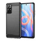 For Xiaomi Poco M4 Pro 5G Brushed Texture Carbon Fiber TPU Phone Case(Black) - 1