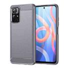 For Xiaomi Poco M4 Pro 5G Brushed Texture Carbon Fiber TPU Phone Case(Grey) - 1
