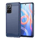 For Xiaomi Poco M4 Pro 5G Brushed Texture Carbon Fiber TPU Phone Case(Blue) - 1