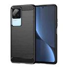 For Xiaomi Poco F4 Brushed Texture Carbon Fiber TPU Phone Case(Black) - 1