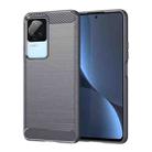 For Xiaomi Poco F4 Brushed Texture Carbon Fiber TPU Phone Case(Grey) - 1