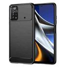 For Xiaomi Poco X4 Pro 5G Brushed Texture Carbon Fiber TPU Phone Case(Black) - 1