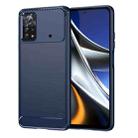 For Xiaomi Poco X4 Pro 5G Brushed Texture Carbon Fiber TPU Phone Case(Blue) - 1