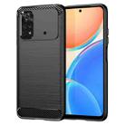 For Xiaomi Poco M4 Pro Brushed Texture Carbon Fiber TPU Phone Case(Black) - 1