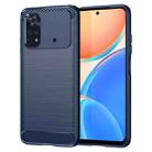 For Xiaomi Poco M4 Pro Brushed Texture Carbon Fiber TPU Phone Case(Blue) - 1