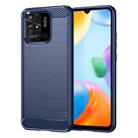 For Xiaomi Poco C40 Brushed Texture Carbon Fiber TPU Phone Case(Blue) - 1