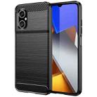 For Xiaomi Poco M4 5G Brushed Texture Carbon Fiber TPU Phone Case(Black) - 1