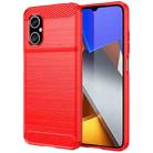 For Xiaomi Poco M4 5G Brushed Texture Carbon Fiber TPU Phone Case(Red) - 1