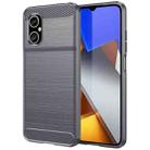 For Xiaomi Poco M4 5G Brushed Texture Carbon Fiber TPU Phone Case(Grey) - 1