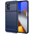 For Xiaomi Poco M4 5G Brushed Texture Carbon Fiber TPU Phone Case(Blue) - 1