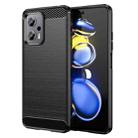 For Xiaomi Poco X4 GT Brushed Texture Carbon Fiber TPU Phone Case(Black) - 1