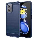 For Xiaomi Poco X4 GT Brushed Texture Carbon Fiber TPU Phone Case(Blue) - 1