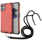 For Nothing Phone 1 Lanyard Honeycomb Phone Case(Red) - 1