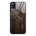 For vivo S9e Wood Grain Glass Protective Case(Black) - 1