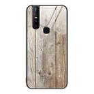 For vivo V15 Wood Grain Glass Protective Case(Grey) - 1